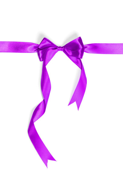 紫色丝带孤立在白色上图片下载