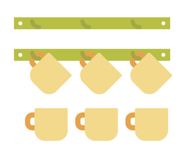 杯子放在厨房衣架上，平放图片下载