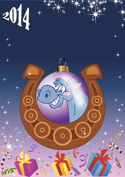 圣诞背景球和马蹄铁图片下载