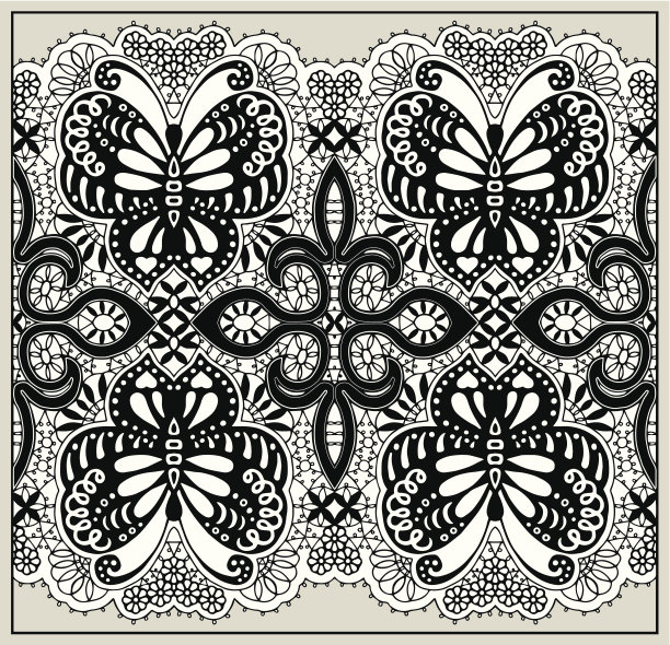 蝴蝶花花边图案，抽象装饰图片下载