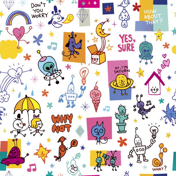 卡通人物无缝图案图片下载