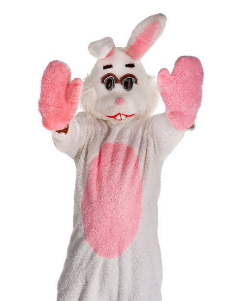 复活节兔子举起手来图片下载