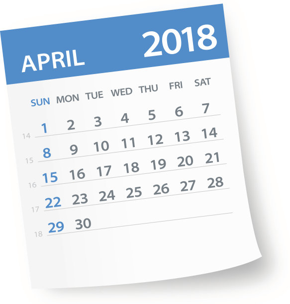 2018年4月日历插画素材图片