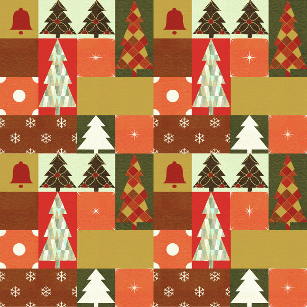 无缝圣诞背景与树图片下载