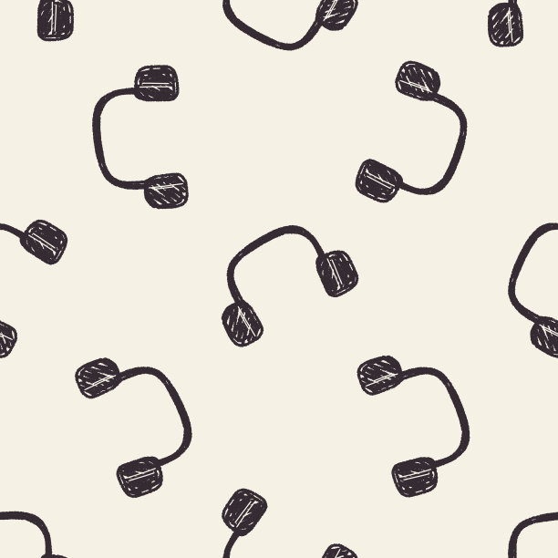 涂鸦耳机无缝图案背景图片下载