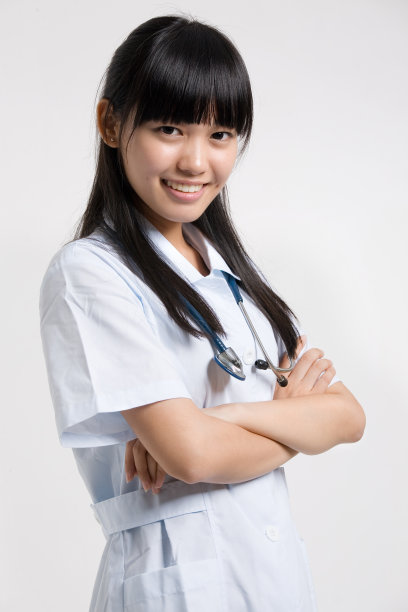 微笑护士，摄影室肖像素材图片