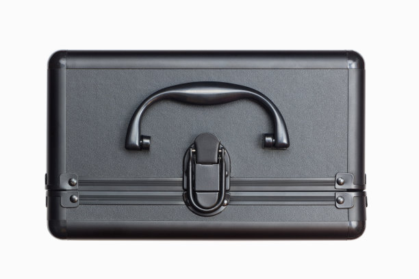 黑色豪华塑料手提箱，俯视图，孤立图片下载