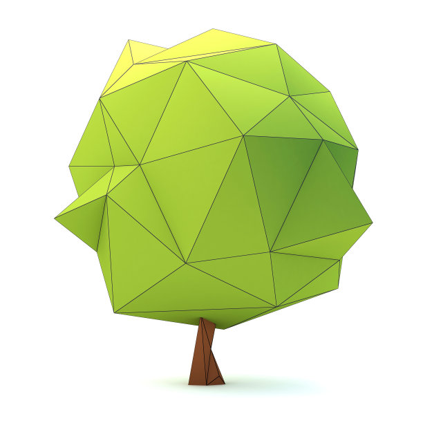 树的低多边形设计图片下载