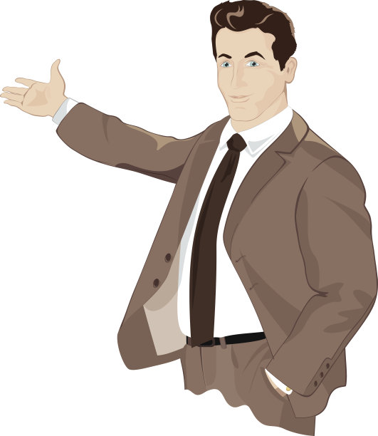 商人举手示意。图片下载