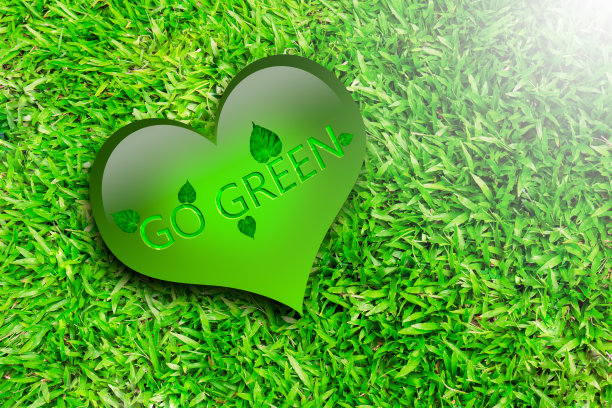 绿心以信去绿，绿草以叶为背景，环境理念图片下载