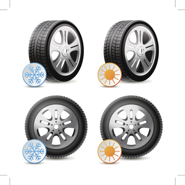 冬季和夏季轮胎的车轮图片下载
