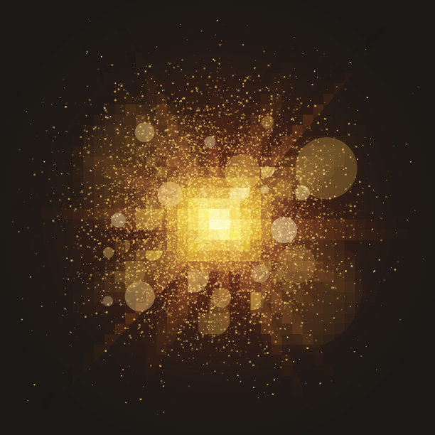 一个明亮的金色闪光与魔法尘埃是孤立的黑色背景。圣诞节火。Flash，突出显示你的项目。用于照片和视频的素材。矢量插图。每股收益10图片下载