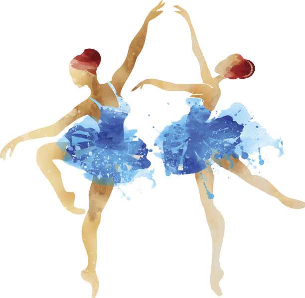 两个穿着粉红色的水彩芭蕾舞演员图片下载