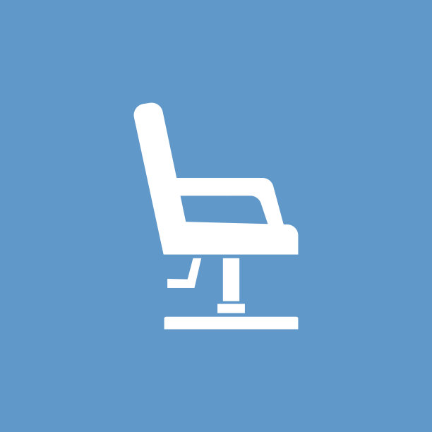 理发椅图标，孤立，白色的蓝色背景图片下载