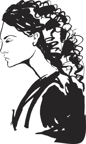 女士素描矢量插图图片下载