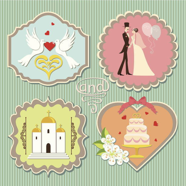 带有婚礼元素的标签图片下载