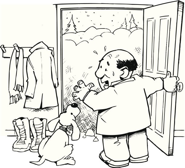 人狗被雪困住了图片下载