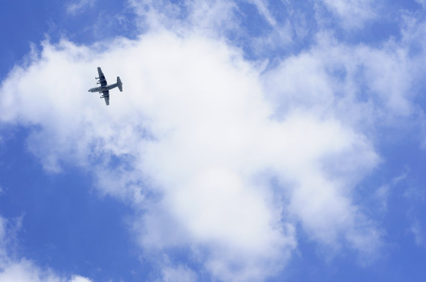 湛蓝的天空和飞机图片下载