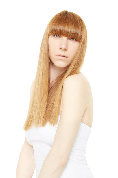 年轻的金发，又长又直的头发图片下载