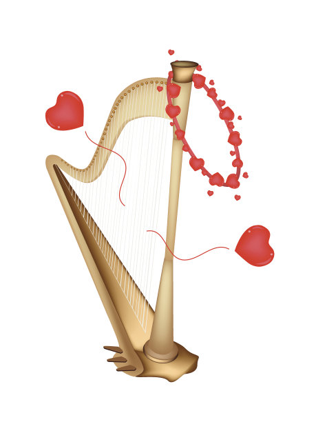 美丽的金色竖琴演奏情歌图片下载