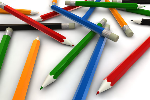 彩色铅笔- 3d渲染图片下载
