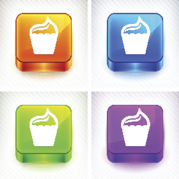 彩色方形按钮纸杯蛋糕图片下载