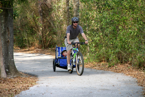 男人和小孩骑自行车图片下载