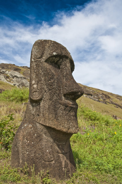 复活节岛拉诺拉库火山口的摩埃石像图片下载