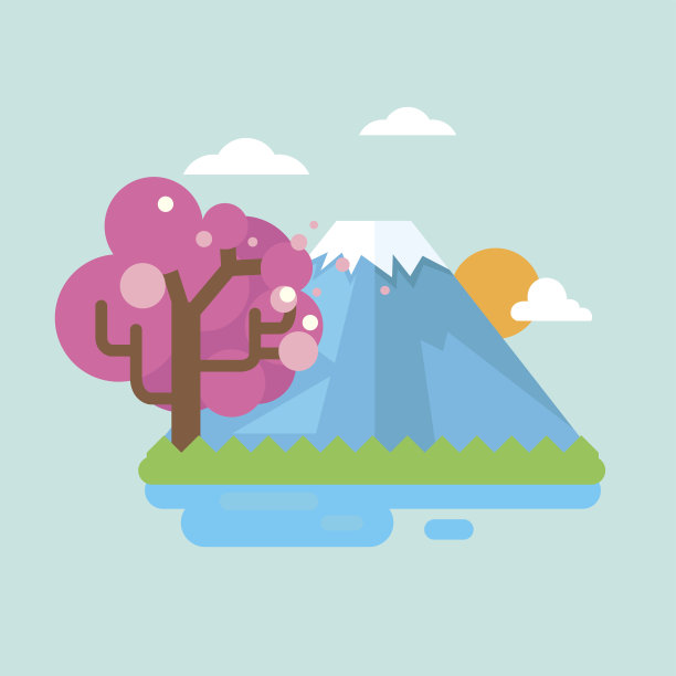 樱花盛开的富士山图片下载