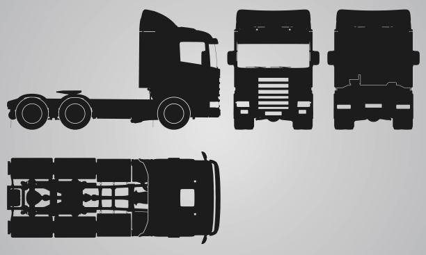 前，后，顶和侧卡车没有拖车投影图片下载