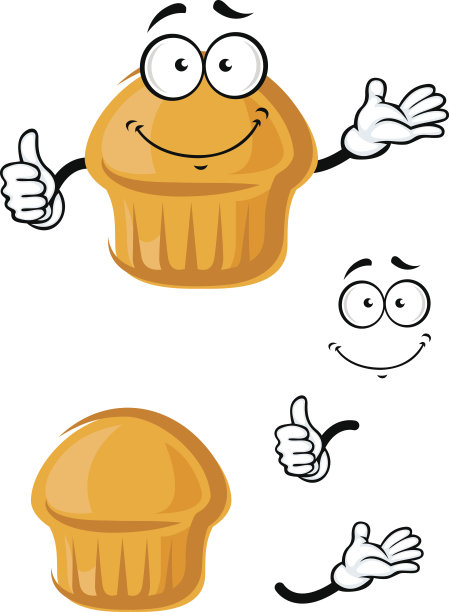 卡通甜松饼，大拇指向上图片下载