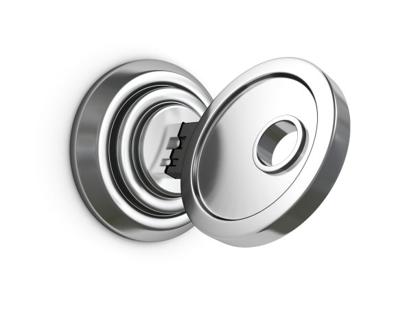 金属钥匙锁在白色背景图片下载