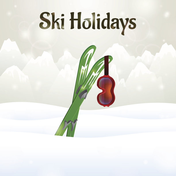 滑雪和滑雪镜在雪的背景图片下载