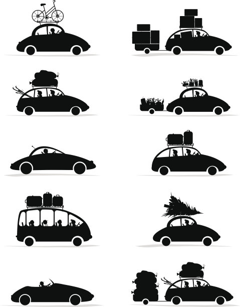 一套不同的红色汽车与行李为您设计图片下载