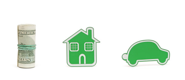 小汽车和房子的图标孤立在白色图片下载