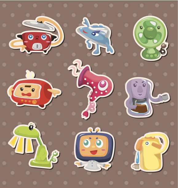 卡通家电贴纸图片下载