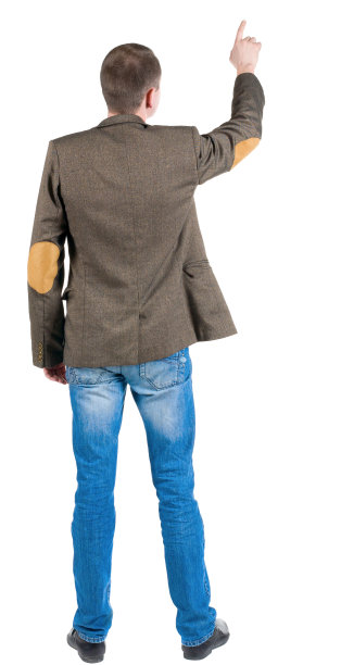 后视图指向商人在夹克图片下载