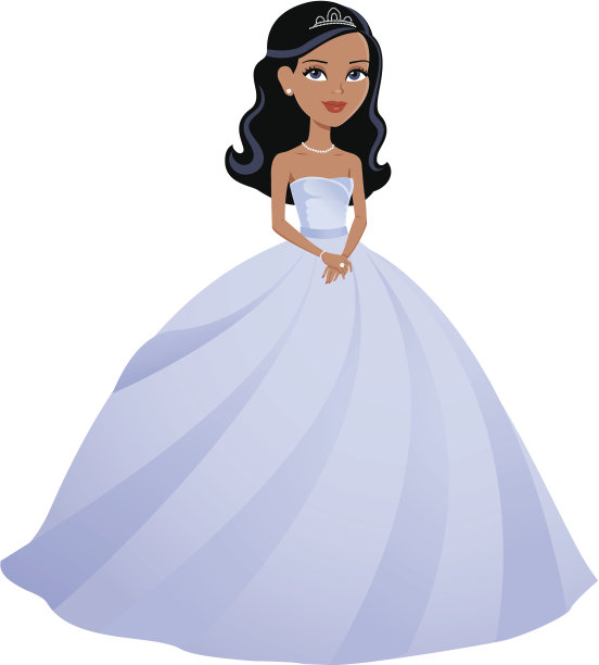 穿着头饰和舞会礼服的黑皮肤女孩图片下载