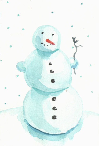 手绘雪人插图图片下载