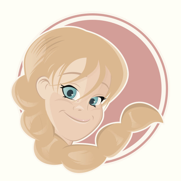 可爱的卡通女孩戴着徽章图片下载