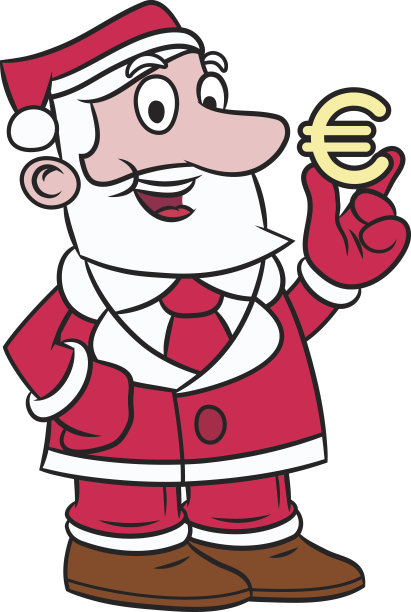 圣诞老人举着欧元标志图片下载
