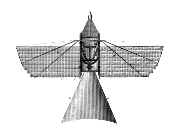 早期的飞行机器|古董科学插图图片下载