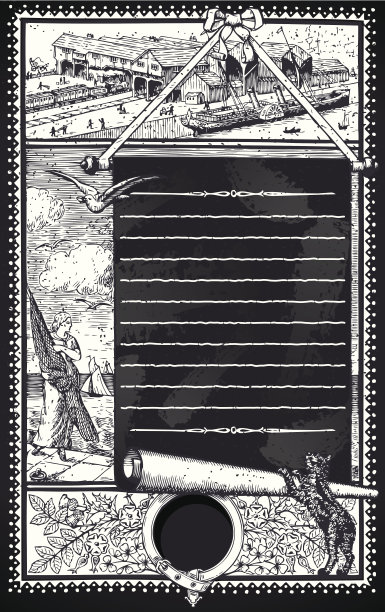 在黑板上有占位符菜单的复古页面图片下载