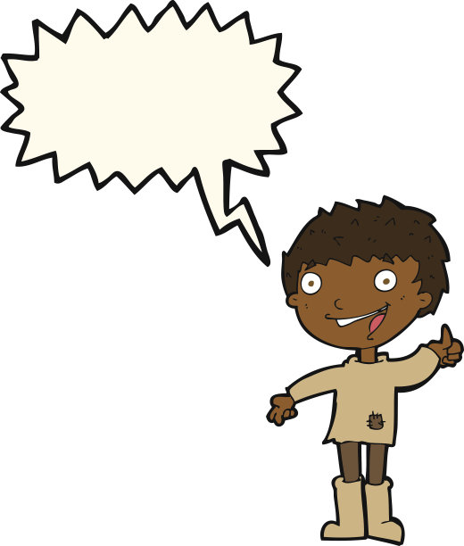 卡通兴奋的男孩用言语泡泡图片下载