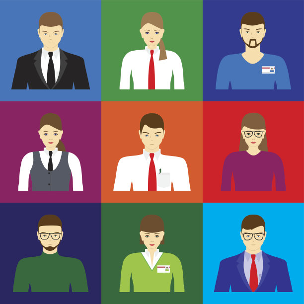 男性和女性的面孔图标，头像。业务人员。图片下载