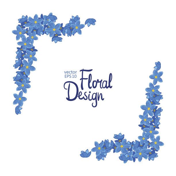 向量角落与勿忘我花图片下载