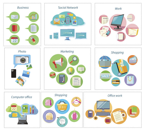 带有项目图标的商业横幅图片下载