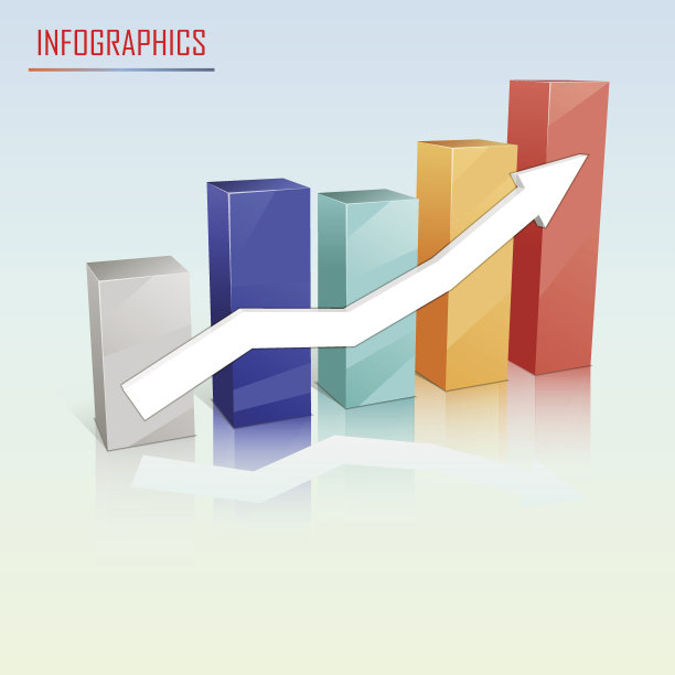 彩色统计模板增长图表矢量图图片下载