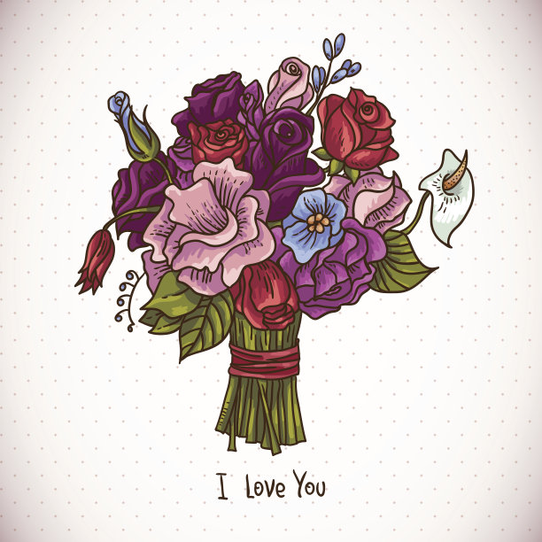 复古涂鸦婚礼花束图片下载