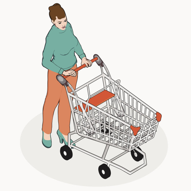 等距购物-行走的女人与空购物C图片下载